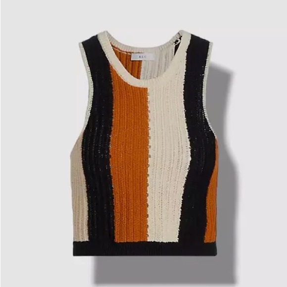 A.L.C. Tops - A.L.C. Beige Marco Vertical Striped Scoop Neck Tank Top Size M